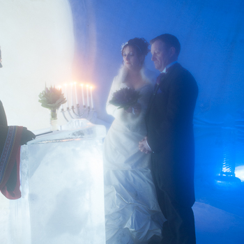 Bride and Groom at Ice Altar