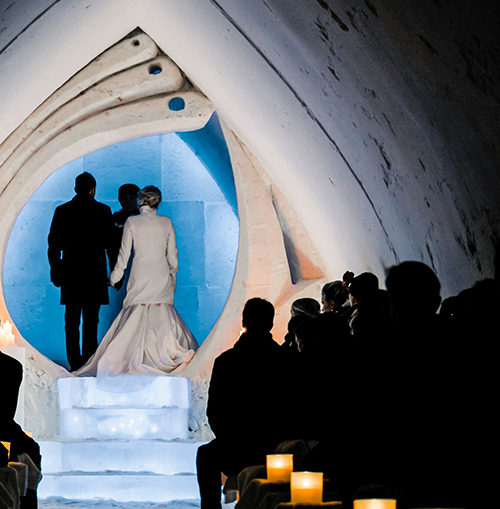 Couple in ice chapel